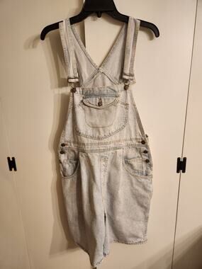 Vintage 90s London London Denim Shortalls Womens L Light Wash Bib Overalls